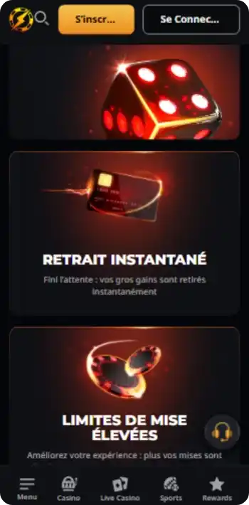 Retrait instantané et limites de mise élevées sur Instant Casino