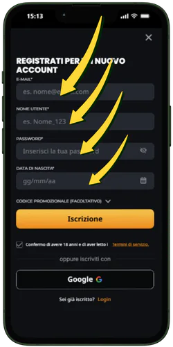Instant Casino Italia Compila il modulo