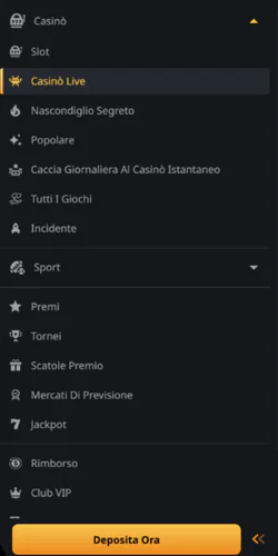 Instant Casino Francia Menu